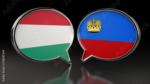 Free Download Hungary and Liechtenstein flags with Speech Bubbles. 3D illustration - GFXLoad