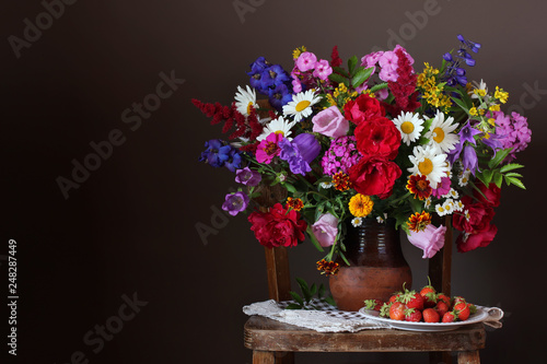 Wallpaper Mural bright lush bouquet of garden flowers. empty space for your text. Torontodigital.ca