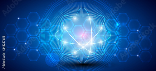 Scientific abstract background with transparent cells and glow
