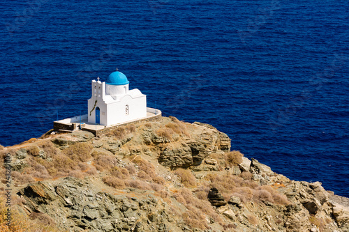 Church of the Seven Martyrs with sea view, Kastro in Sifnos island in Greece