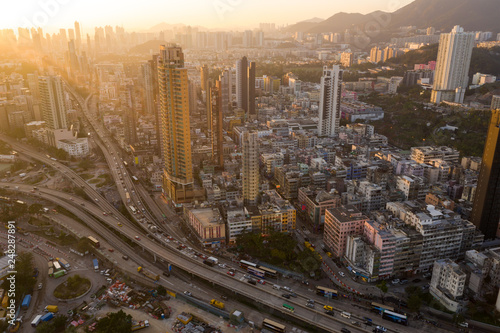 Hong Kong city from above © leungchopan