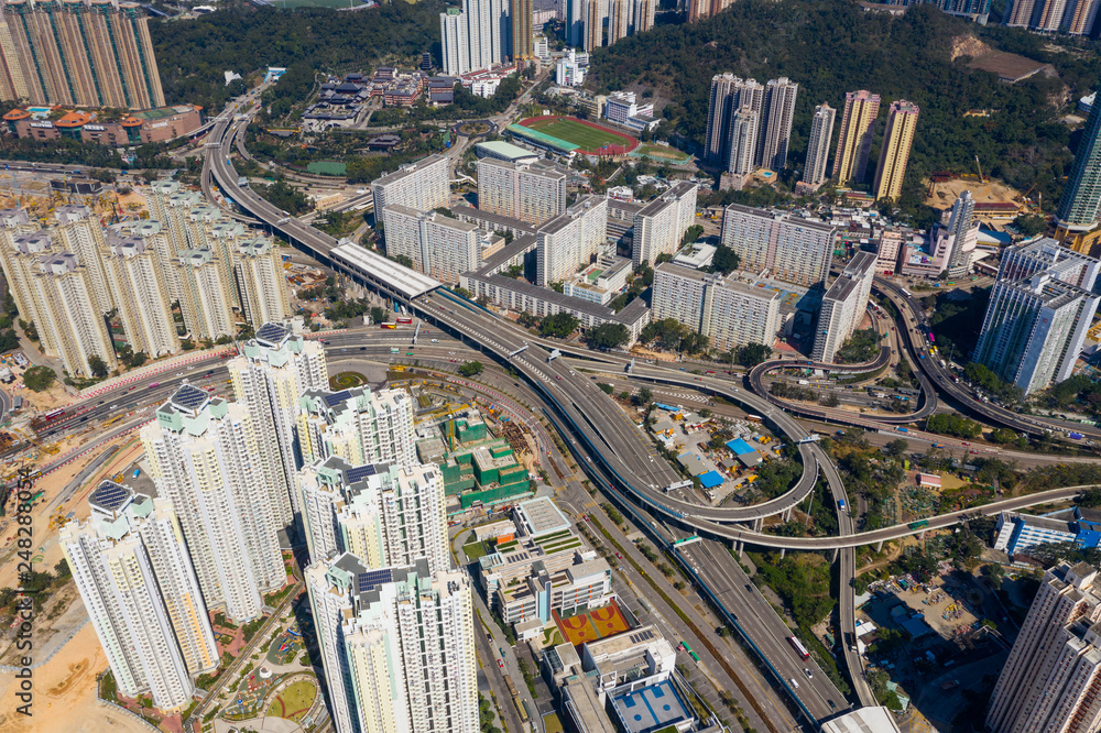 Top view of Hong Kong city residential district