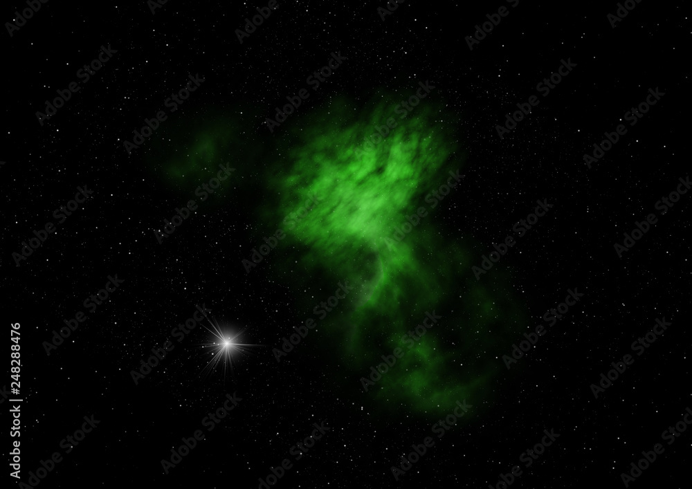 Small part of an infinite star field. 3D rendering