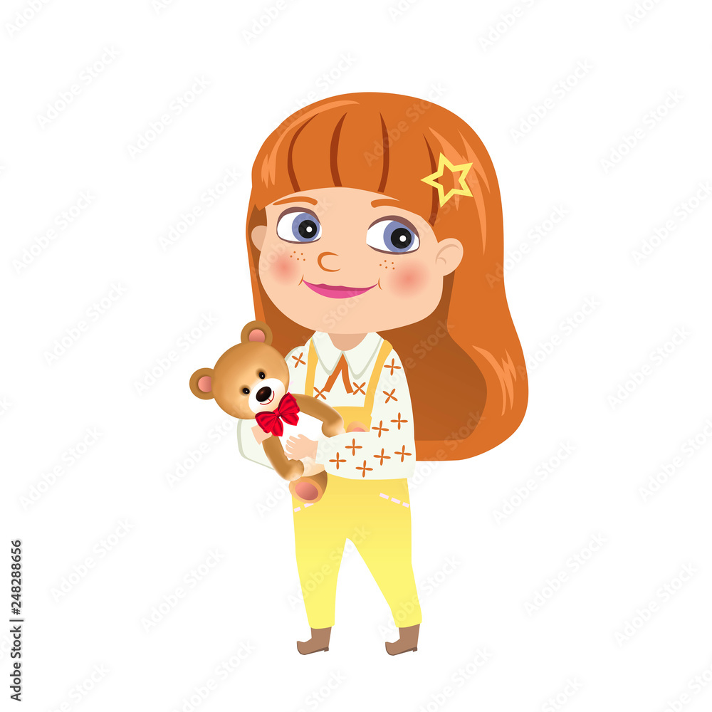 Red-haired girl with teddy bear Red-haired girl with teddy bear