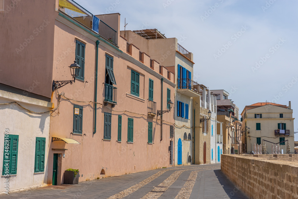 Embankment and town wall of Alghero. Sardinia, Italy