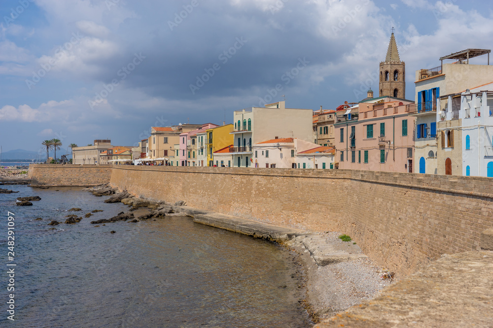 Embankment and town wall of Alghero. Sardinia, Italy