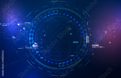  Vector technology design of titles bar for video production. tech future blue background network. for template,web design wallpaper, poster, presentation in style HUD GUI UI. Vector illustration