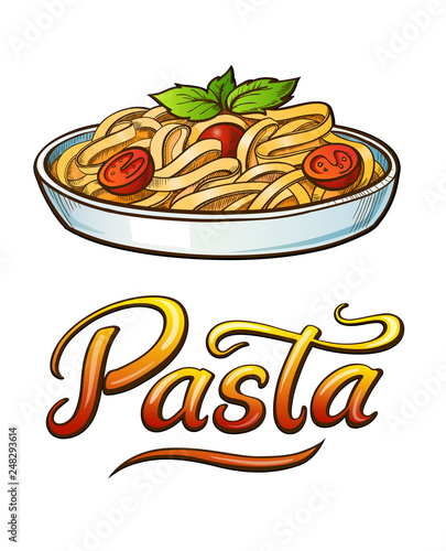 Pasta lettering and illustration