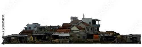 drawn dilapidated old low rise residential buildings