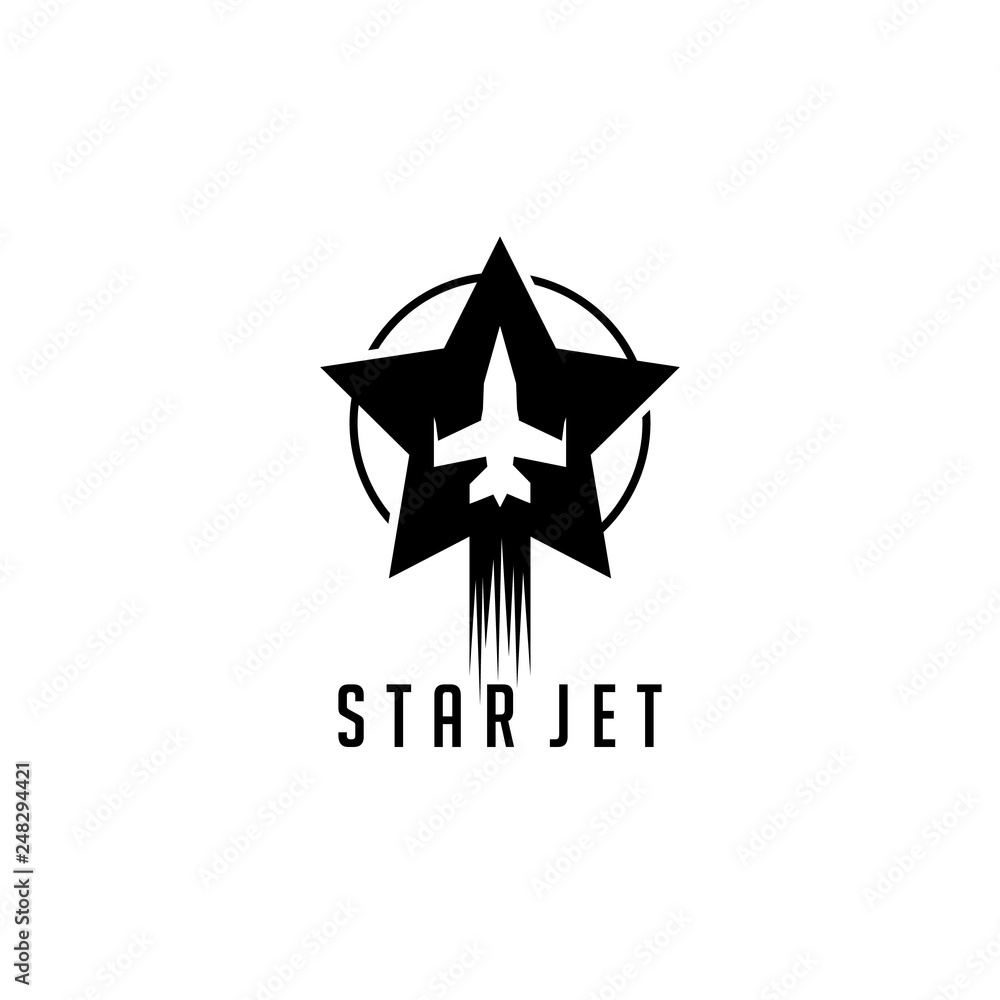 Star and Jet Combination Logo. Star and Jet Combination Logo.