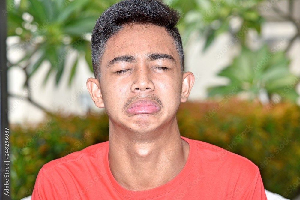 Youthful Diverse Male Under Stress