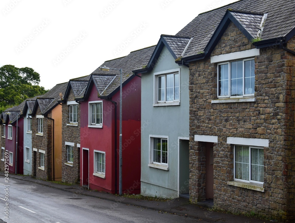 A row of houses in Mountshannon, County Clare, Ireland. A row of houses in Mountshannon, County Clare, Ireland.