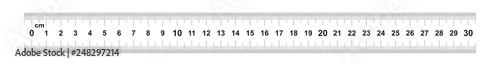 Double sided Ruler 30 centimeter or 300 mm. Value of division 0.5 mm. Precise length measurement device. Calibration grid.