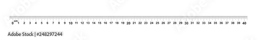 Ruler 40 centimeter. Ruler 400 mm. Value of division 0.5 mm. Precise length measurement device. Calibration grid.