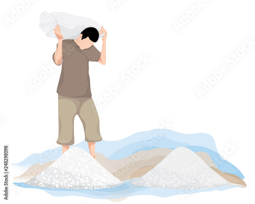agriculturist work in saline field vector design