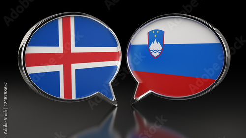 Iceland and Slovenia flags with Speech Bubbles. 3D illustration Free Download Iceland and Slovenia flags with Speech Bubbles. 3D illustration - GFXLoad