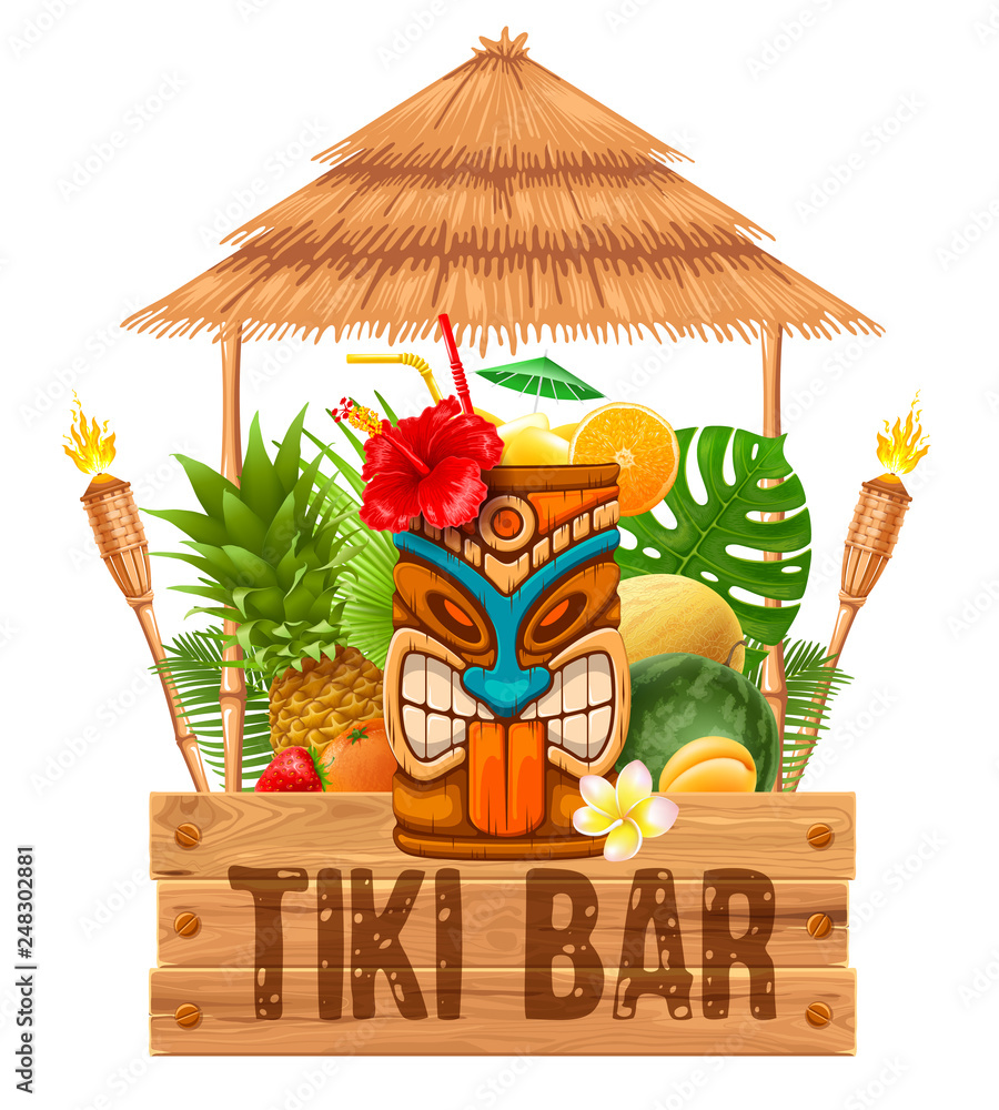 Signboard of Tiki bar Stock Vector | Adobe Stock