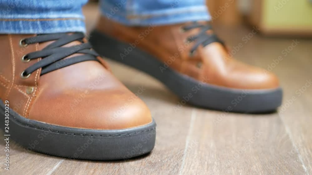 Man wear winter leather boots Man wear winter leather boots