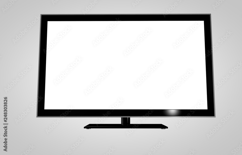 Computer Monitor with Blank White Screen Isolated Computer Monitor with Blank White Screen Isolated