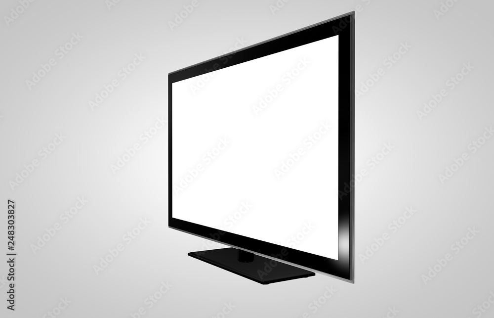 Computer Monitor with Blank White Screen Isolated Stock Illustration ...