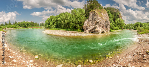 Beautiful panorama of Bialka River in the pieniny mountains