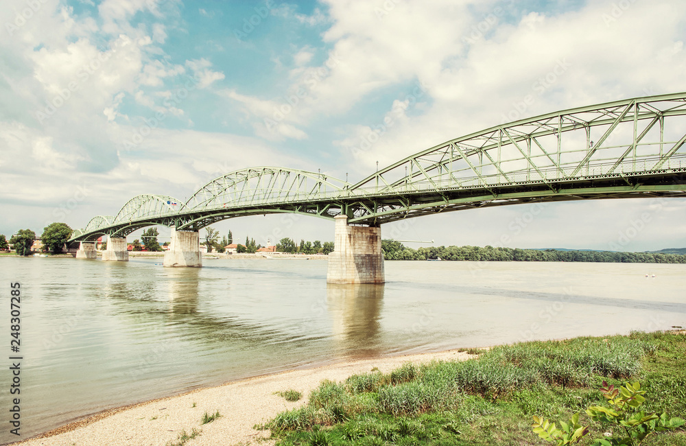 Fototapeta premium Maria Valeria bridge from Esztergom, Hungary to Sturovo, Slovakia
