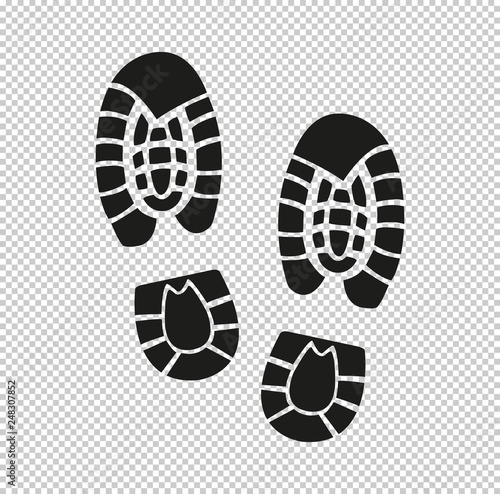 Shoe print -  black vector icon