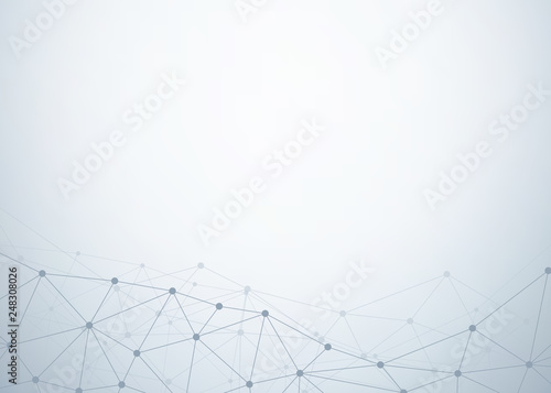 Abstract gray background with connecting dots and lines. Data and technology graphic design. Network connection concept 