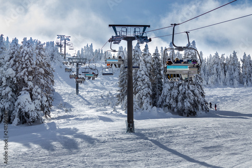 Winter ski resort,ski lift. Uludag Mountain, Bursa, Turkey photo