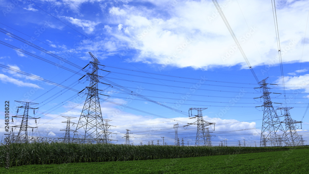 the pylon under the blue sky white clouds the pylon under the blue sky white clouds