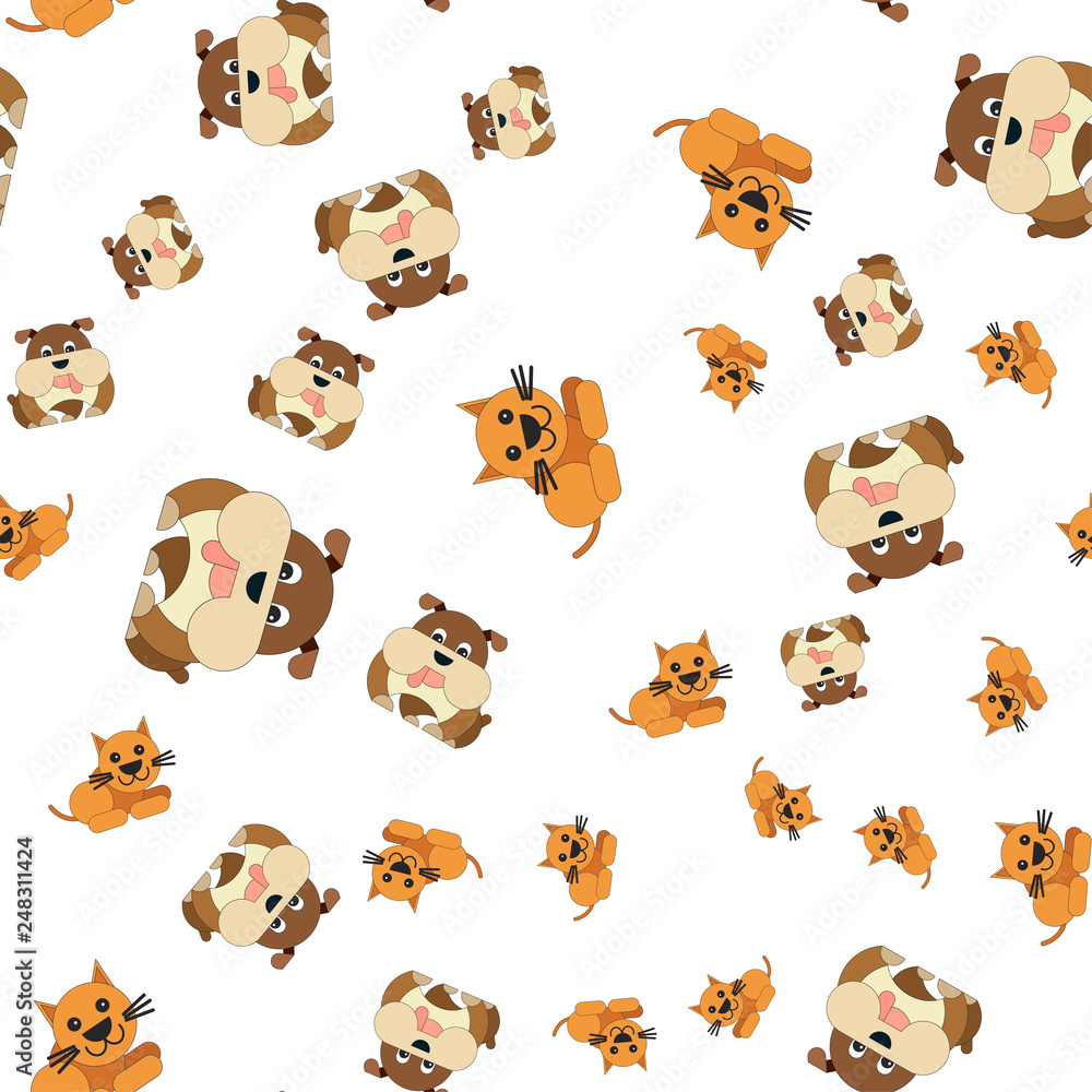 Seamless pattern of cat and dog. Seamless pattern of cat and dog.