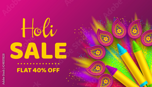 Holi sale promotional background.