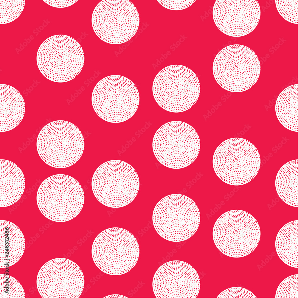 Decorative abstract polka dots in the style of the 60s. Cheerful polka dot vector seamless pattern. Can be used in textile industry, paper, background, scrapbooking. Decorative abstract polka dots in the style of the 60s. Cheerful polka dot vector seamless pattern. Can be used in textile industry, paper, background, scrapbooking.