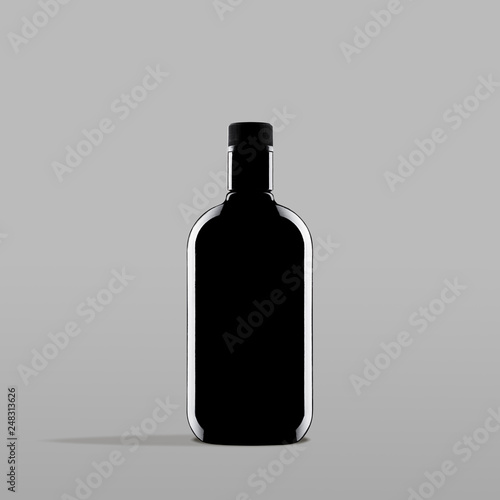 black bottle with grey background