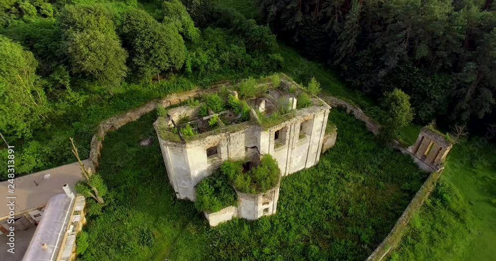 Church of St. Lawrence in Taikoura. Ukraine, Rivne region, Aerial drone view Church of St. Lawrence in Taikoura. Ukraine, Rivne region, Aerial drone view