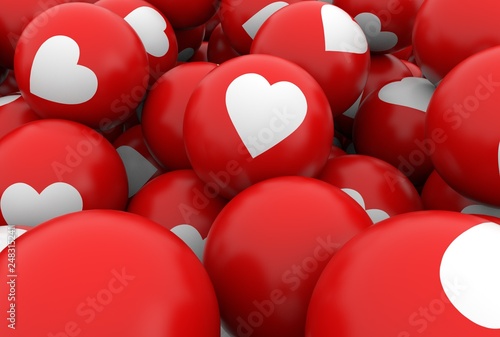 Heart balls background. 3d rendering © Necula