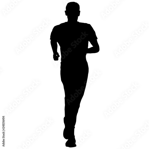 Black Silhouettes Runners sprint men on white background