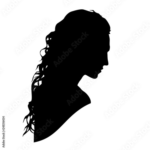 Black silhouette of a beautiful girl on a white background