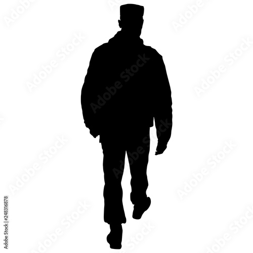 Black silhouette man standing, people on white background