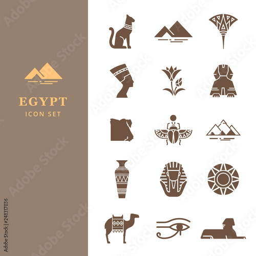 Classic elements of Egypt. Egyptian icon set for a logo, website design, printing products and more.