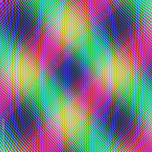 Crosshatch Tartan / An abstract fractal image with a crosshatch design in pink, yellow, green and blue.