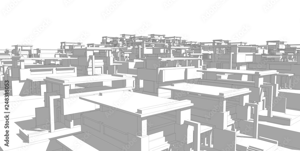 Fototapeta premium Abstract architectral drawing sketch,Illustration