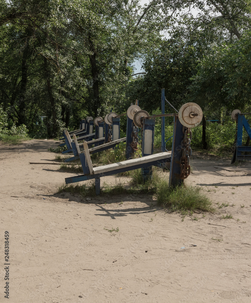 Outdoors gym, public workout park Outdoors gym, public workout park