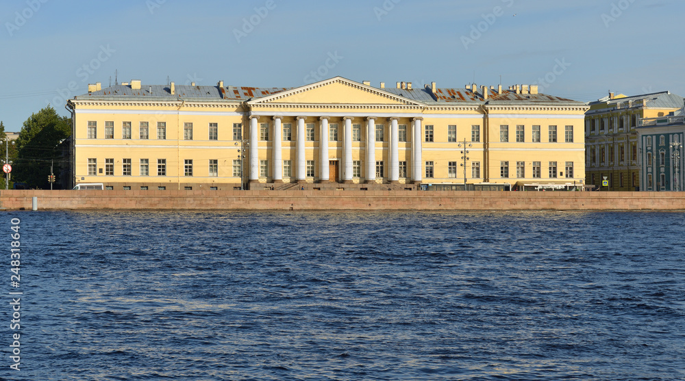 Building of Imperial Academy of Sciences in Saint Petersburg on Universitetskaya Embankment