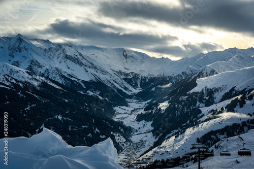 snowy mountains in winter in the alps