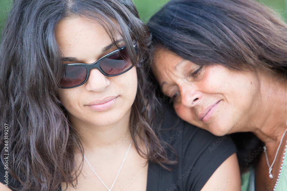 Sad Adult Woman Daughter with Mother Sad Adult Woman Daughter with Mother