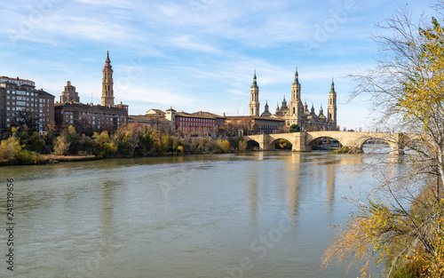 View of Basilica Pilar in Zaragoza   Spain.