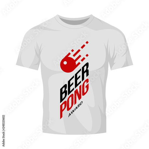 Modern craft beer drink vector logo sign for bar, pub, store, brewhouse or brewery isolated on white t-shirt mock up. Premium beer pong logotype illustration. Brewing fest fashion badge design.