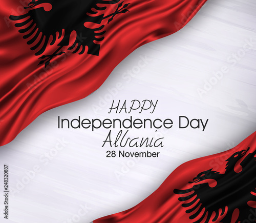 Vector illustration of Happy . Waving flags isolated on gray background,albania;28 november, ,independence day  , albania,28 november,independence day 