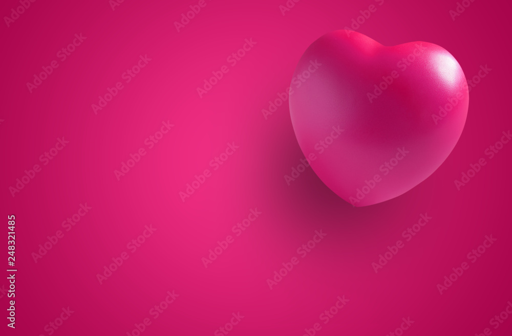 pink heart rubber with shadow for love memorial or romantic on valentine day with wedding card and heart health on board or table with pink paper or space and background